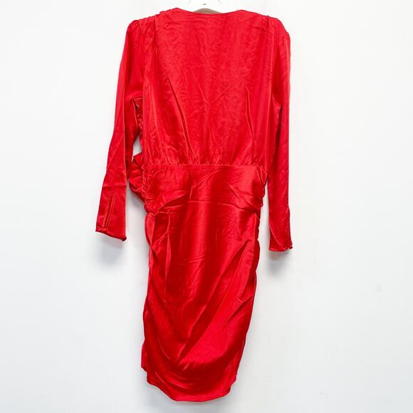 Future Collective Women's Holiday Long Sleeve Rosette Mini Dress Red Size 4 - Picture 3 of 6